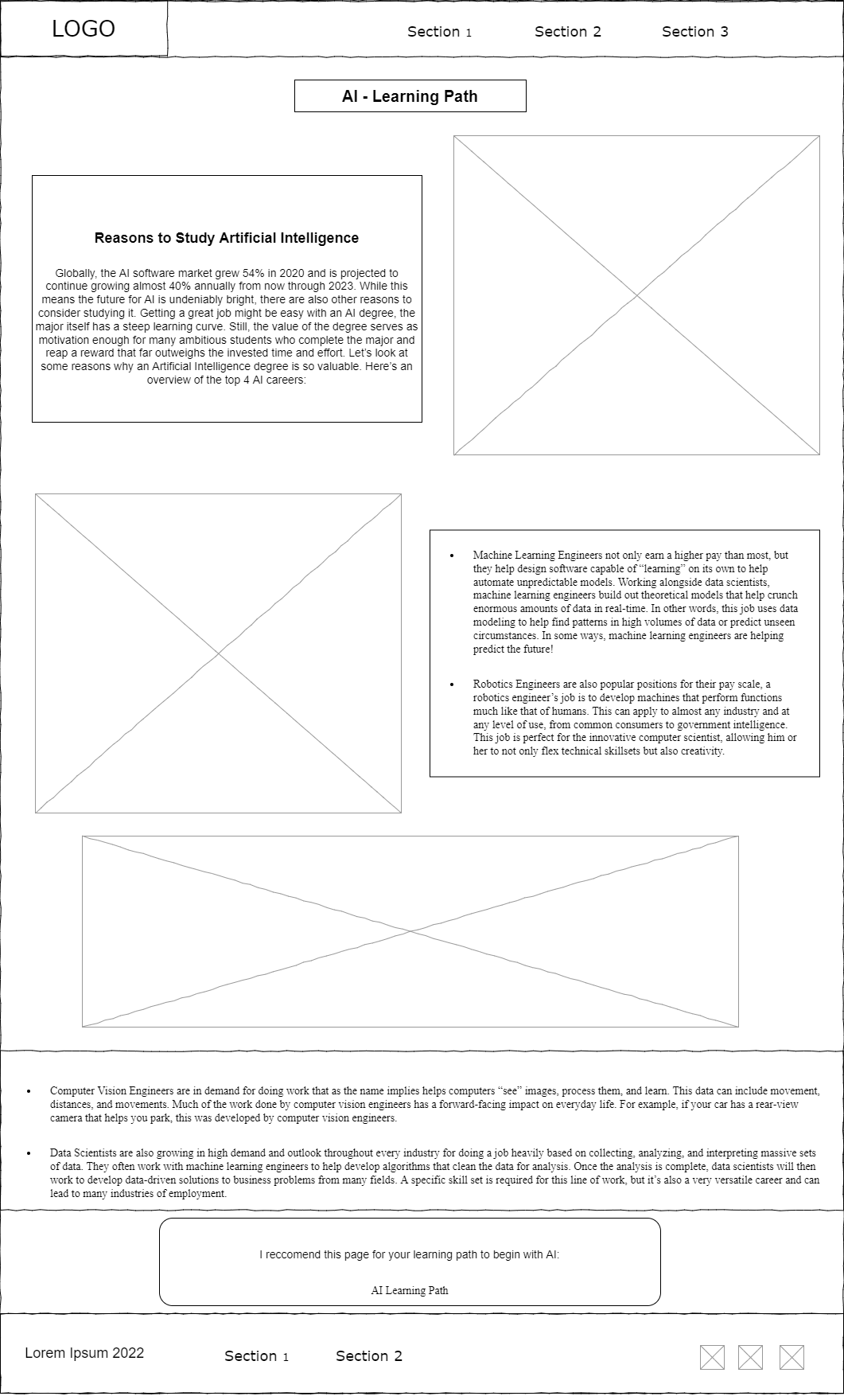 learning Path Page wireframe